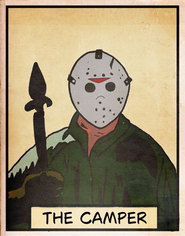 The camper Tarot card parody. Vintage comic style printed on watercolor paper. 