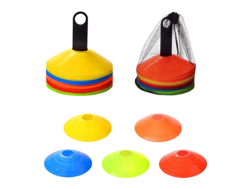 Training Disc Cone - Diameter - 23CM
40 Pcs Multi-Colour Training Disc Cone w/ Holder + Mesh Bag
