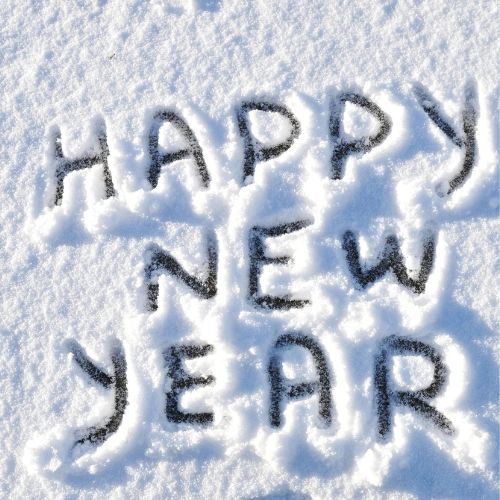 Happy New Year written in the snow