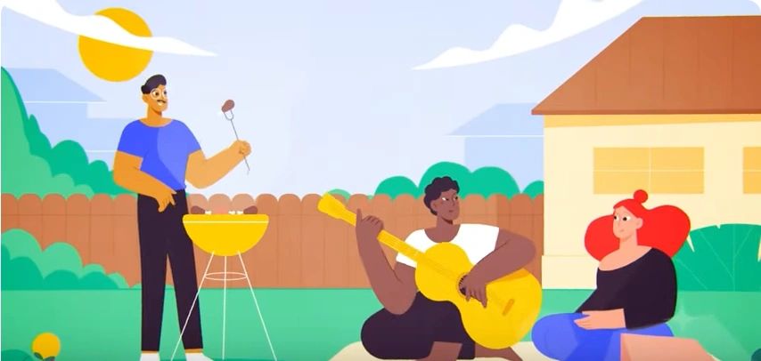 Illustration of a backyard barbecue