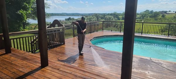 No Pressure Power Washing a Pool Deck in Omaha, Nebraska