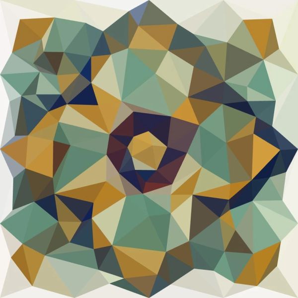 Abstract geometric pattern with triangles in muted earth tones.