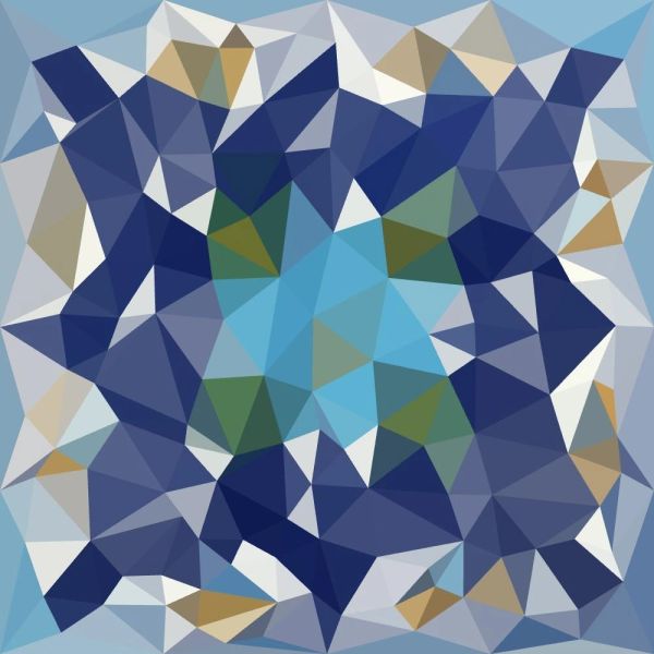Abstract geometric pattern with shades of blue, white, and beige.