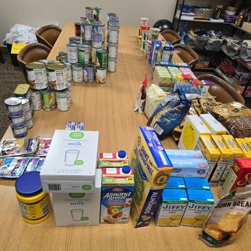 Items from a food pantry donation