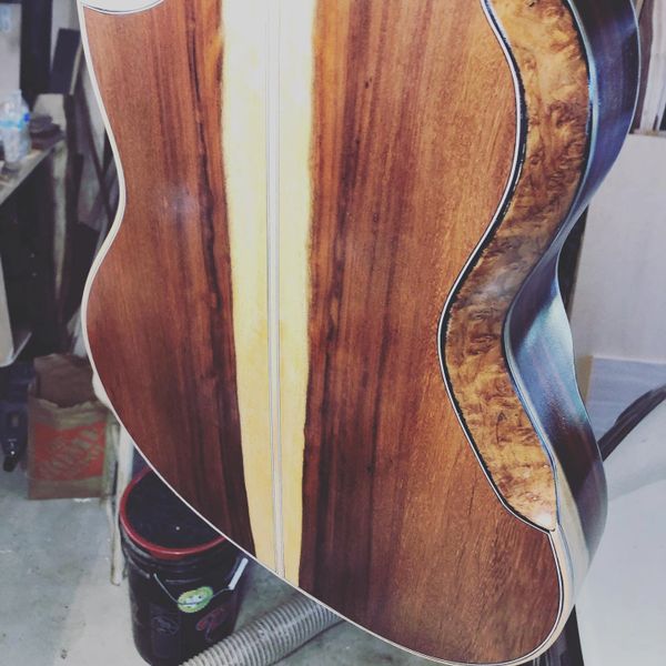 Allison OM Cutaway in Katalox and Sitka Spruce with Chocolate and Vanilla Ebony.