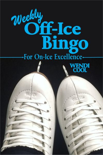 book cover for Weekly Off-Ice Bingo, an off-ice training book for figure skaters, with a link to pur