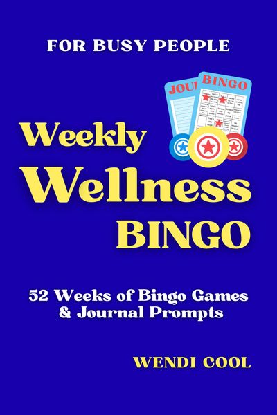book cover for Weekly Wellness Bingo with a link to purchase the book on Amazon