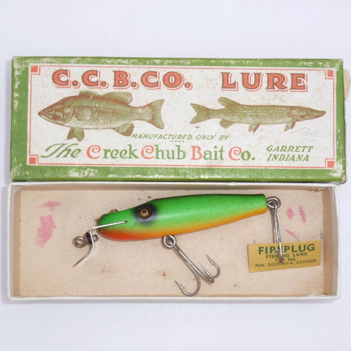 Leurre De Pêche Creek Chub Joint Midget « FIREPLUG » #4232 - Bois Vintage, Rare, Pour Eau Douce