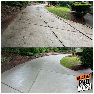 Concrete Driveway Pressure Washing Before & After