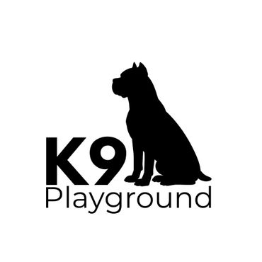 Logo of K9 Playground with a dog silhouette.