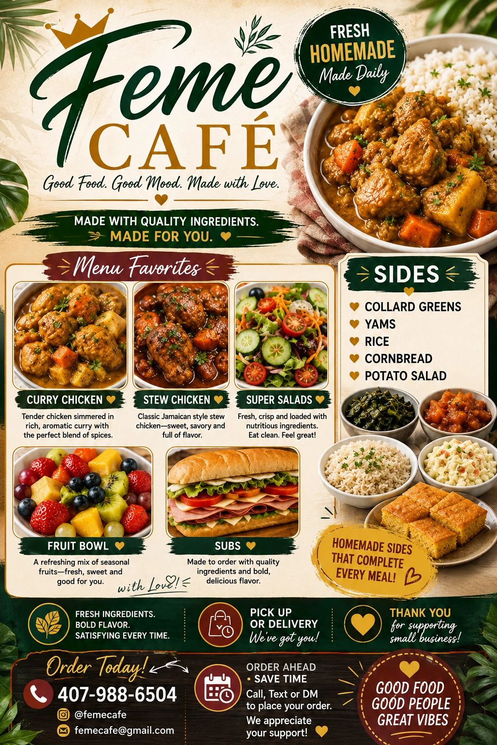 🔥 Come taste the love at Feme Cafe. 🍽️❤️ #FemeCafe #GoodFood#SupportSmallBusiness
