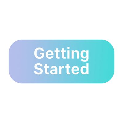A rounded rectangular button with 'Getting Started' text on a blue gradient background.
