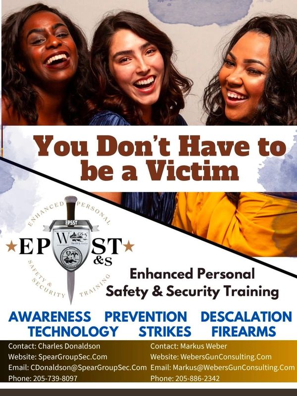 Three women smiling with a safety training advertisement.