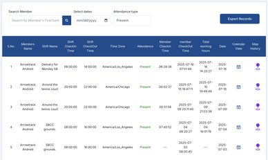 Time sheet from our product showing interface.