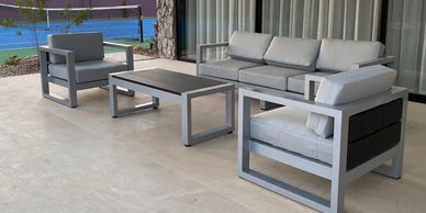 Muebles para exterior con tela sumbrella y fabricados de aluminio 