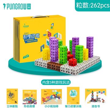 Colorful educational building blocks set for children ages 3-5 with 262 pieces.