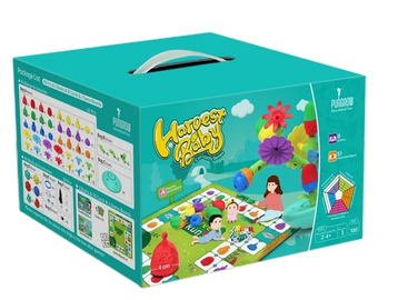 Harvest Baby educational toy set with colorful game pieces and interactive board for kids.
