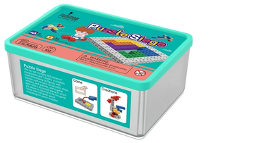 Puzzle Siege educational toy with 103 pieces for creative building and game play.
