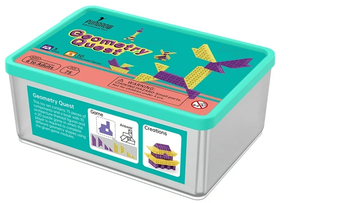 Geometry Quest educational toy with 75 pieces and 10 puzzle figures.