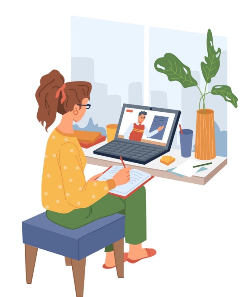 Person learning online 