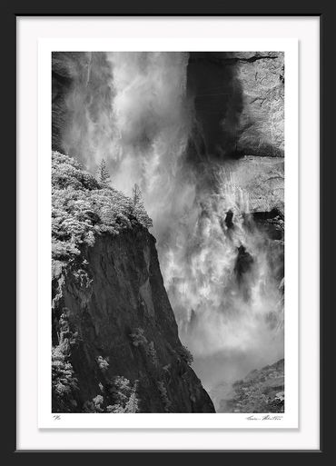 Infrared photography; Black & White; Yellowstone National Park; Lower Falls, mist, ghost in the fall