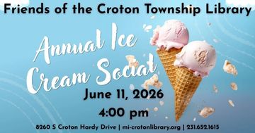 blue background. ice cream cones. event information