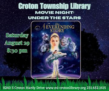 movie poster and event details on nighttime background