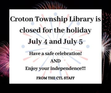 fireworks in background, announcement closed for holiday