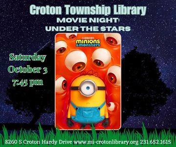 movie poster and event details on nighttime background