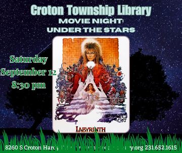 movie poster and event details on nighttime background