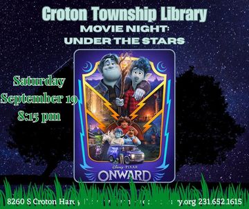 movie poster and event details on nighttime background