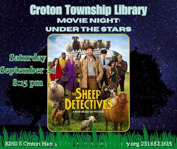 movie poster and event details on nighttime background