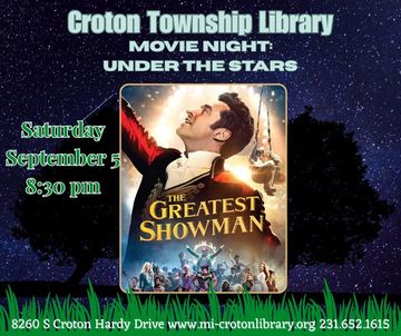 movie poster and event details on nighttime background