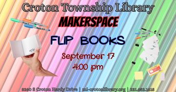 art supplies, flip book materials, event information