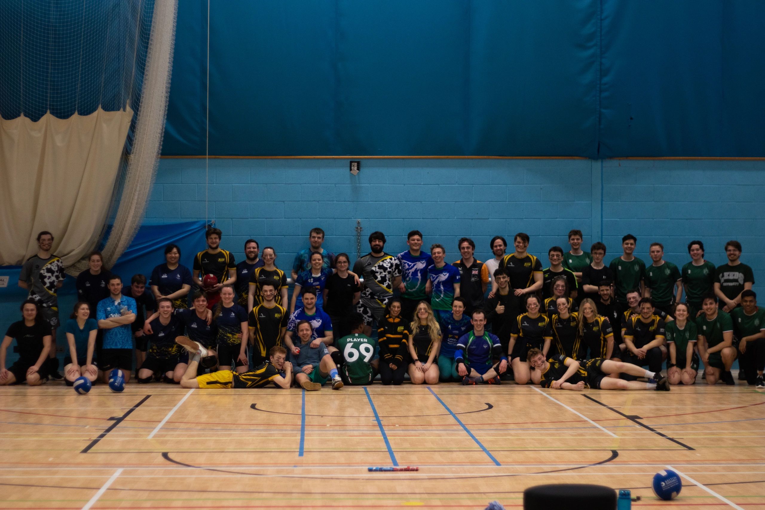 A group photo of all the players involved in Leeds Dodgefest 2023.