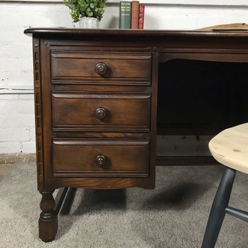 Ercol Desk Mid Century 1960s rare Furniture Vintage Original Elm Wood Solid Wood Colonial