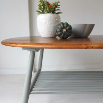 Ercol, Coffee Table, Supper Table, Oval, Solid Wood, Elm and Beech, Mid-Century Modern, Model 454, O