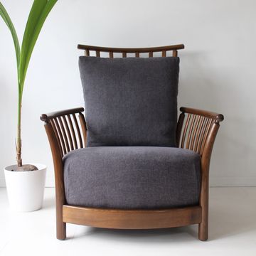 ERCOL Classic Renaissance Easy Chair Armchair Highback Model 1068 Original Modern Solid Wood Ash Gol