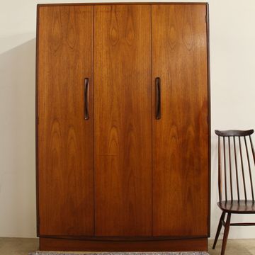 G PLAN Fresco Wardrobe Triple Three Door Bifold Teak Solid Wood Mid Century Modern Original 1960's 