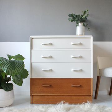 G Plan E Gomme Brandon Chest of Drawer Bureau Original Mid-Century Refurbished Painted White1950s 