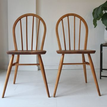ERCOL Windsor Dining Chair Model 400/4A Original Mid-Century Solid Wood Beech Elm Refurbished 1960s 