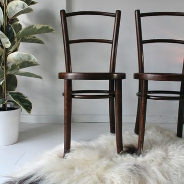 Antique Bistro Chairs Bentwood Thones Style Embossed Original Vintage Solid Wood Beech 1920s 
