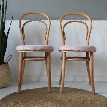 Antique Bentwood Bistro Chair Thonet Style Vintage Refurbished uhpolstered  Wood Linwood Fabric 