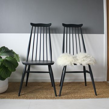 ERCOL Goldsmith Windsor Dining Chair Model 369 Original Solid Wood Elm  Beech  Painted 'Ash' 1960s 