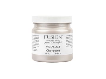 A jar of Fusion Mineral Paint in metallic champagne color.