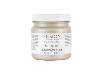 Jar of Fusion Mineral Paint Metallics in Champagne Gold.