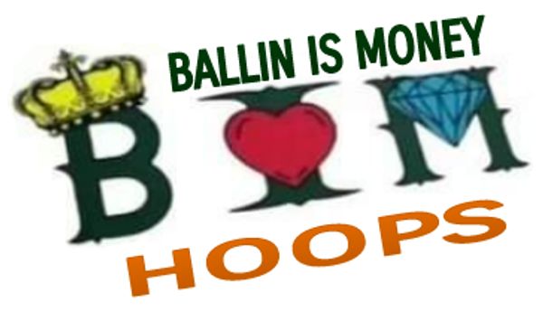 Logo with 'Ballin is Money' and basketball theme.