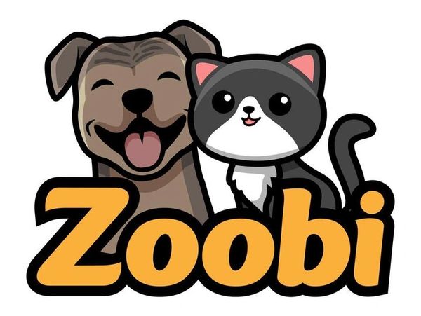 Zoobi logo including a figure of a dog and a cat. 