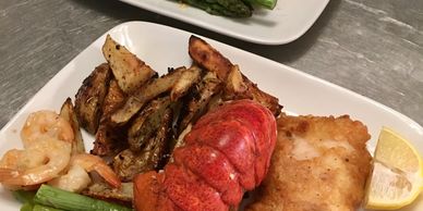 two plates of lobster dishes