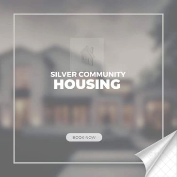 Silver Community Housing advertisement with book now button.